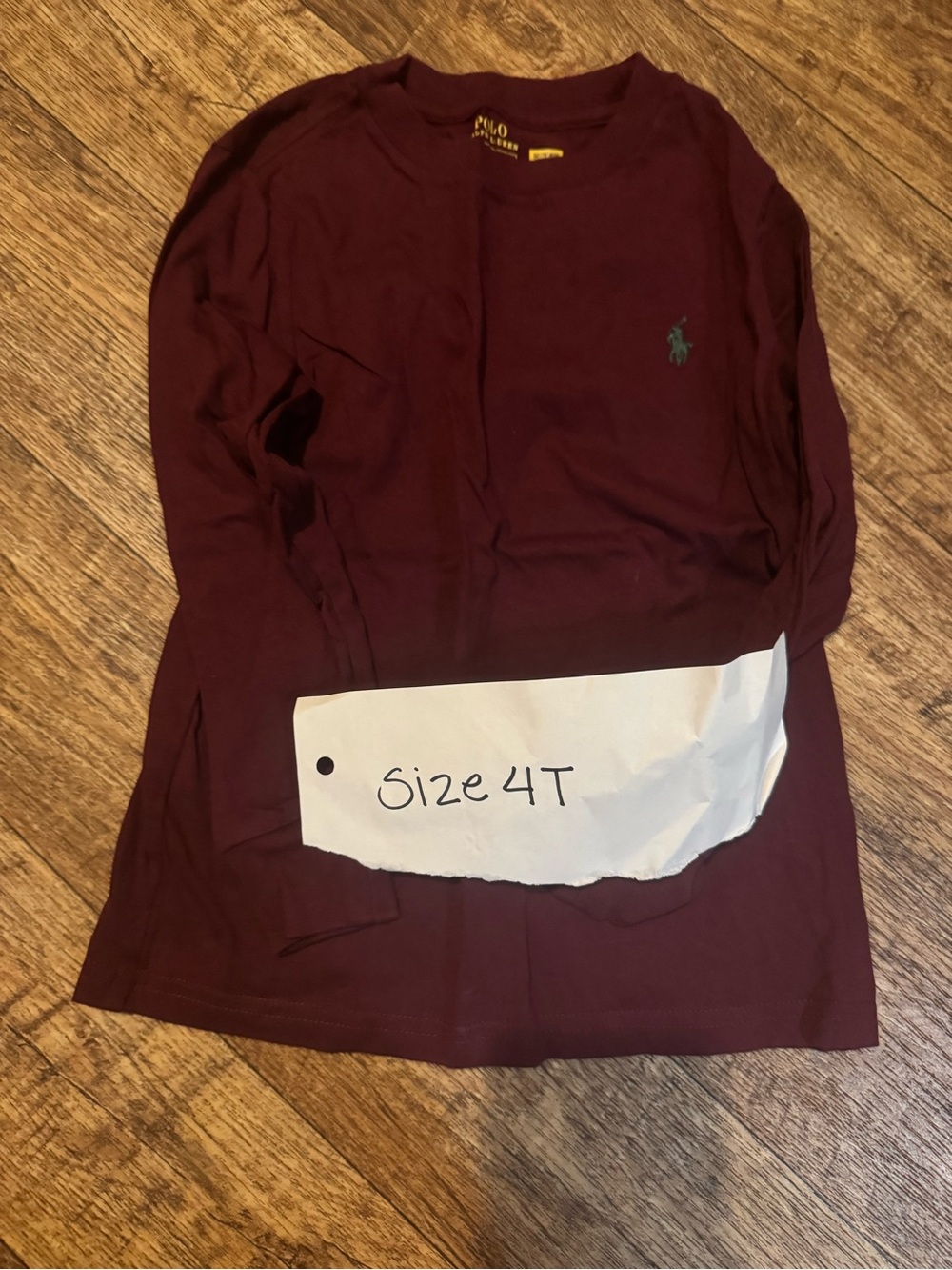 Ralph Lauren Burgundy Long-Sleeve Polo Tee with Embroidered Pony